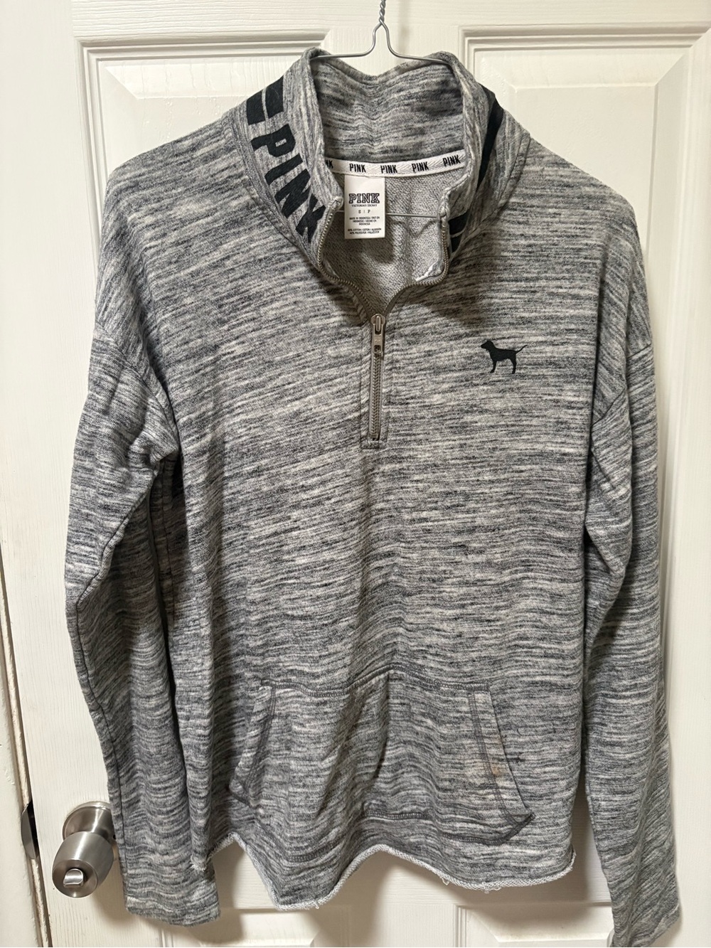 Victoria's Secret PINK Gray Marled Quarter-Zip Pullover